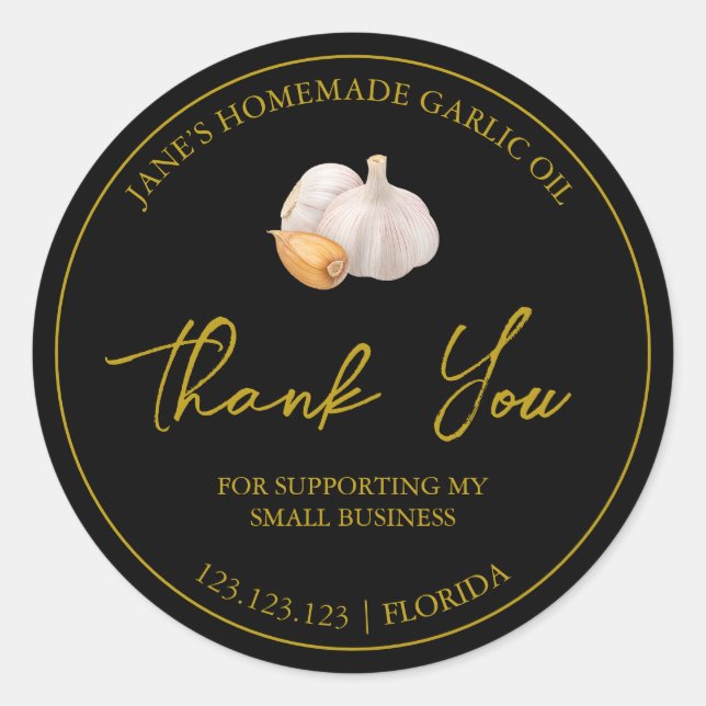 Aceite de ajo casero simple etiqueta (Anverso)