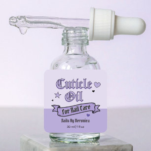 Aceite de cutícula gótico morado Etiqueta cuadrada
