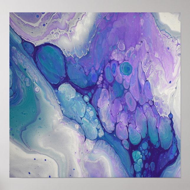 Aceite morado y azul Resumen de arte de mármol mod (Frente)