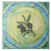 "Aceitunas", (6" x 6") baldosa cerámica grande