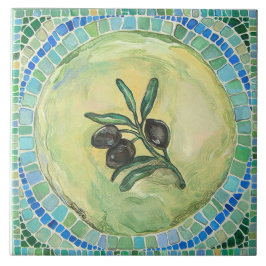 "Aceitunas", (6" x 6") baldosa cerámica grande