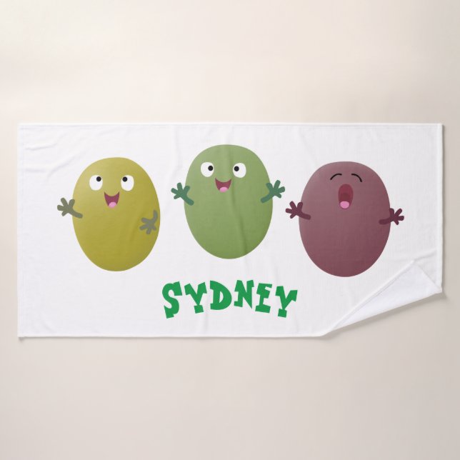 Aceitunas alegres y lindas cantando personalizado (Toalla de baño)