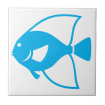 Acento blanco del cuarto de baño de la teja de los<br><div class="desc">¡Un pescado azul del mar en la teja blanca brillante - gran diseño para un acento del baño!  ¡Disfrute de la teja y de las gracias por parar cerca!</div>
