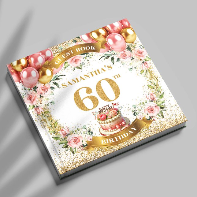 Acento de florecimiento de libro de invitados de c (Vibrant Boho 60th Birthday Guest Book Bloom Accent

)