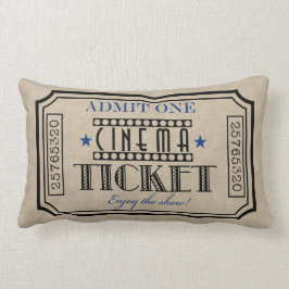 Acento del azul de la almohada del boleto de cine