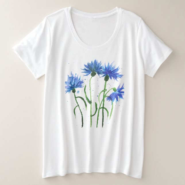 Acentos de flores azules de acuerdones acuarela rú (Anverso del diseño)