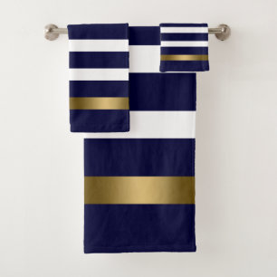 Acentos de oro con rayas azules y blancas