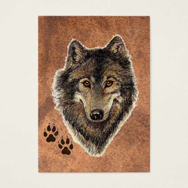 ACEO ATC Original Watercolor Gray Wolf (Frente)