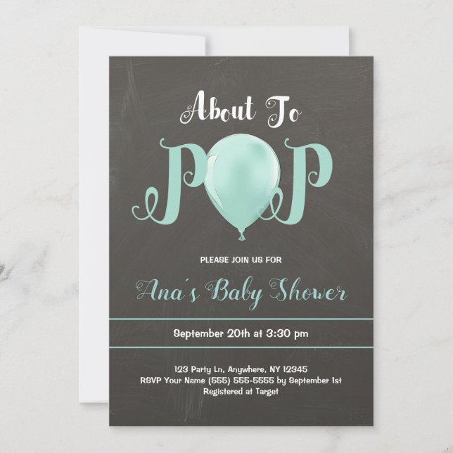 Acerca de la invitación a Baby Shower en globo pop (Anverso)