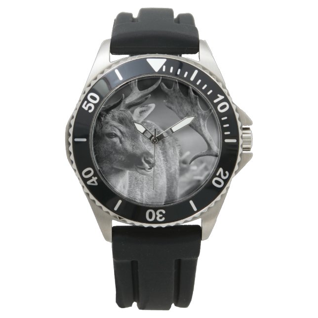 Acero inoxidable masculino, reloj de venados (Anverso)