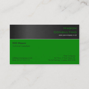 Acero negro moderno y tarjeta de visita verde oscu