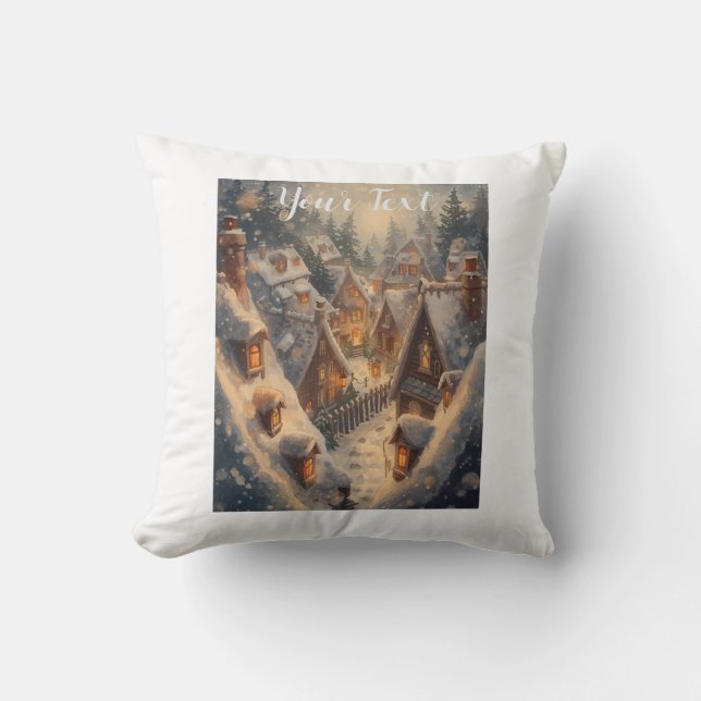 Acogedor Cojín decorativo de la escena invernal -  (Anverso)