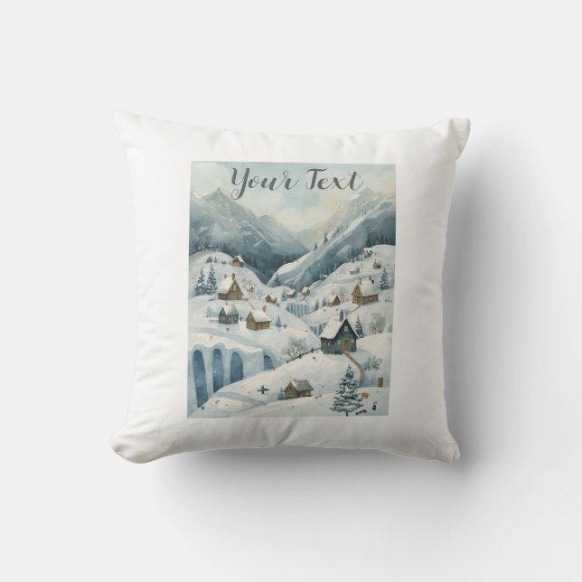 Acogedor Cojín decorativo de la escena invernal -  (Anverso)