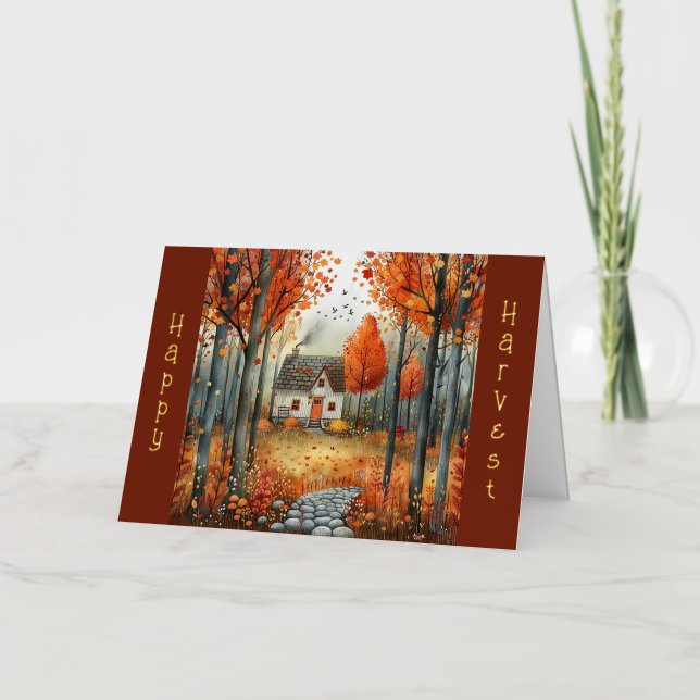 Acogedor Ilustracion forestal de otoño en la Casa  (Anverso)