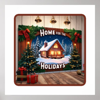 Acogedor Navidad de cabina de arte en pared - Enca