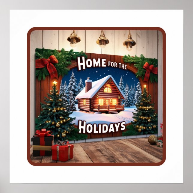 Acogedor Navidad de cabina de arte en pared - Enca (Frente)