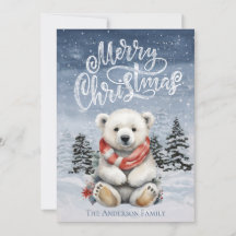 Acogedor oso polar con tarjeta de Navidades de la