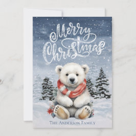 Acogedor oso polar con tarjeta de Navidades de la