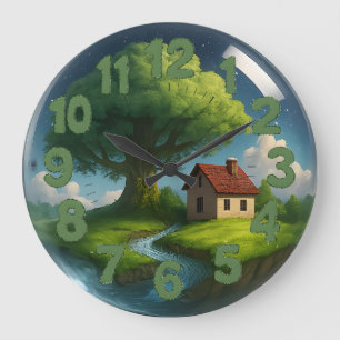 Acogedor reloj de pared 3D de cabaña - Decoración 
