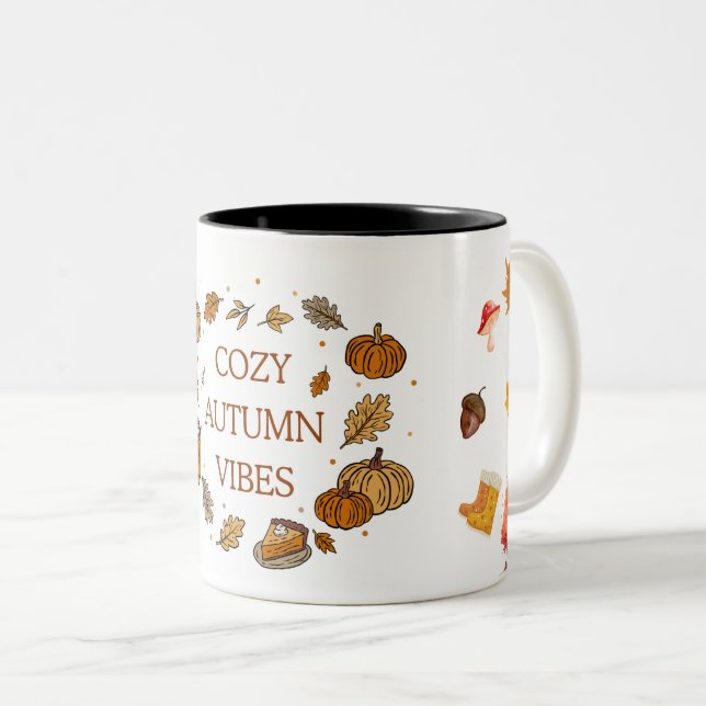 Acogedor Vibes Mug de otoño - Copa de café de otoñ (Anverso derecho)