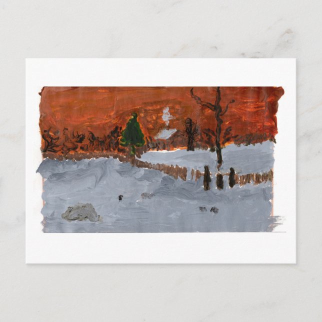 Acogedora casa en nevada postal paisajista (Anverso)