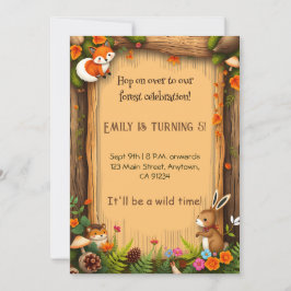 Acogedora invitación de cumpleaños forestal para c