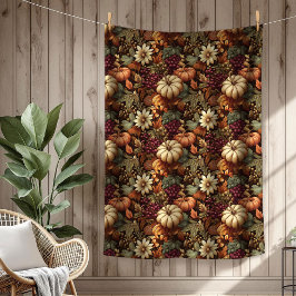 Acogedora manta de otoño con elegancia floral de c