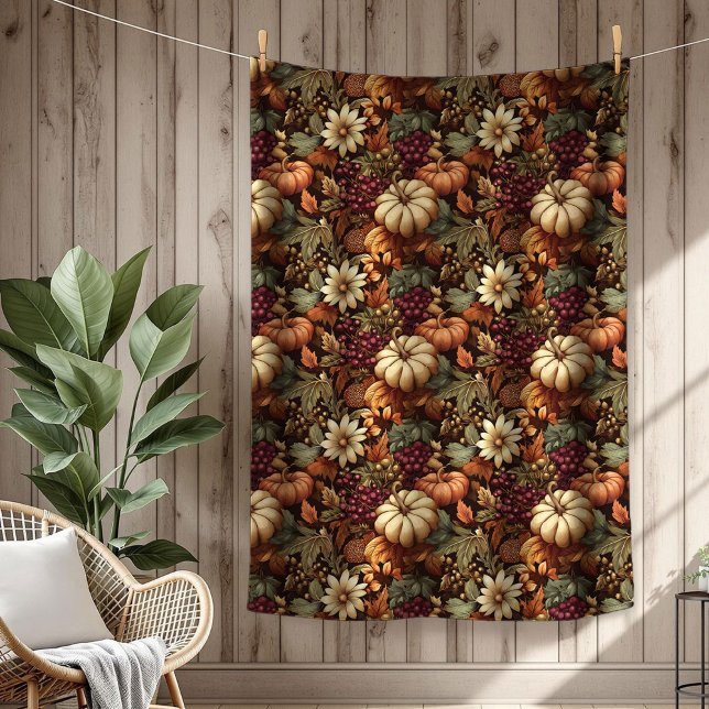 Acogedora manta de otoño con elegancia floral de c (Cozy Autumn Blanket with Pumpkins Floral Elegance)