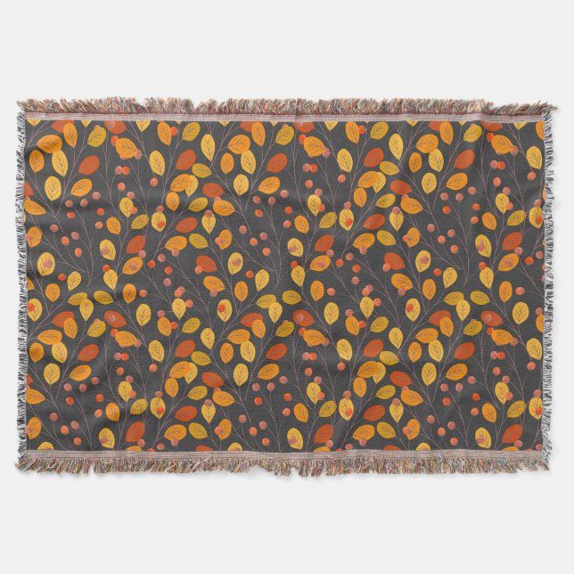 Acogedora manta de otoño con hojas y bayas otoñale (Anverso)