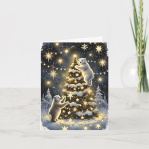Acogedora tarjeta de Navidades de oso polar - Wint