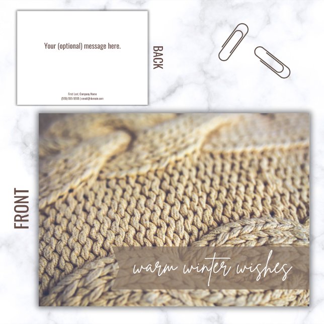 Acogedora tarjeta de vacaciones feliz para el clie (Warm winter wishes flat card)