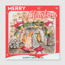 Acogedores Navidades mantel con perro y gato