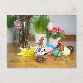 Acorn elf con huevos de Pascua postal de Pascua