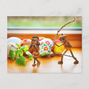 Acorn elf con tarjeta postal de Pascua de Pascua c
