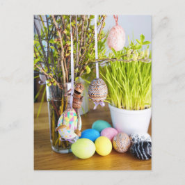 Acorn elves con huevos de Pascua postal de Pascua