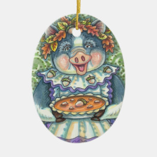 ACORN & SQUASH PIE, ORNAMENTO DE CERDO DE PAÍSES D