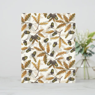 Acorns y hojas de roble en blanco roto