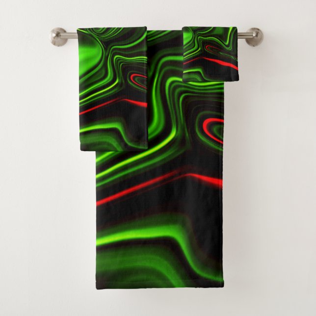 Acos curvos verdes y rojos sobre fondo verde oscur (In situ)