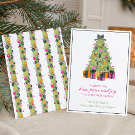 Acrarela Preppy Brillante Glamour Árbol de Navidad