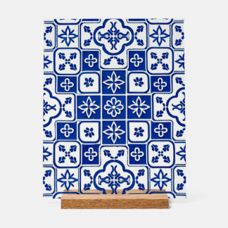 Acrílica Azulejo de baldosas azules portuguesas Señal Acríl