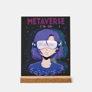 Acrílica Chica de anime gafas de realidad virtual Señal de 