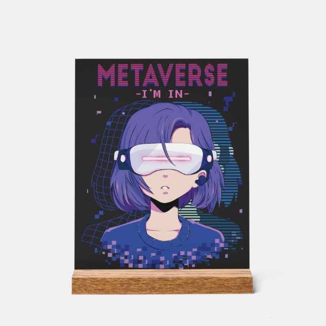 Acrílica Chica de anime gafas de realidad virtual Señal de  (Anverso)