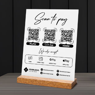 Acrílica Código QR de pago de señal de escaneo para pagar