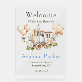 Acrílica Duste Blue Green Train Boy Señal de bienvenida