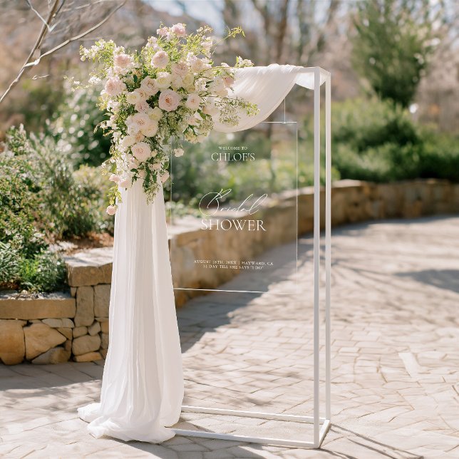 Acrílica Elegante Señal de bienvenida de acrílico con ducha (Elegant Minimal Bridal Shower Acrylic Welcome Sign)