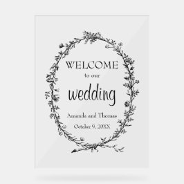 Acrílica Moda elegante señal de bienvenida boda moderno