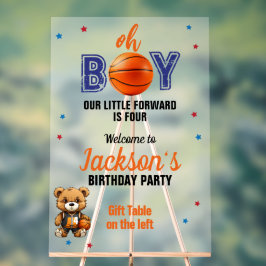 Acrílica ¡Oh Chico Bienvenida Cumpleaños Baloncesto Señal D