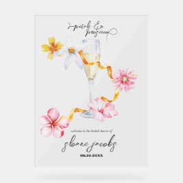 Acrílica Perlas, Pétalos y Prosecco | Señal de bienvenida c