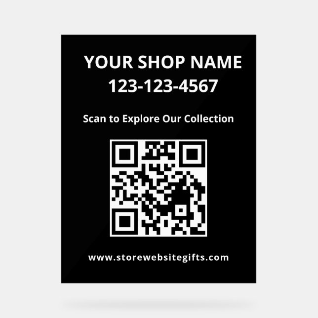 Acrílica Señal Acrílico de Código QR de Marketing (Anverso)