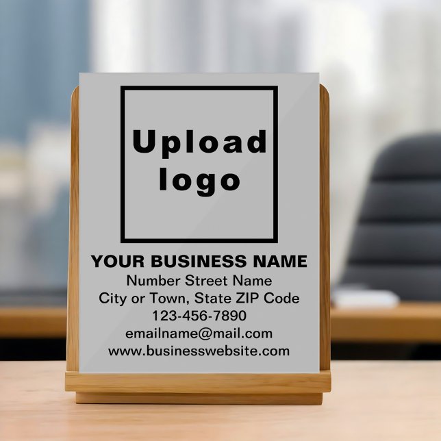 Acrílica Señal de acrílico gris con marca comercial (Gray acrylic sign with your business brand)